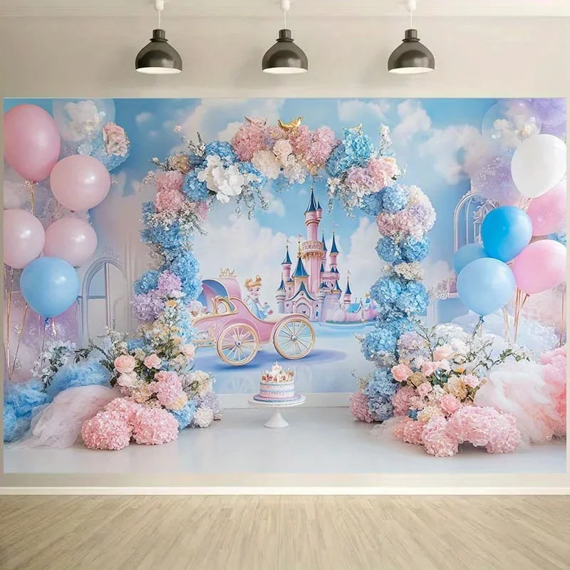 Set of 1 magical fairy story castle background, perfect for taking photos and celebrating events
