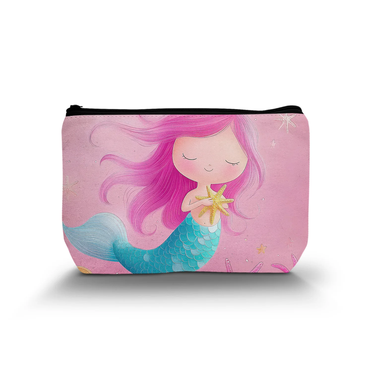 1Pc Cosmestic Bag With Cartoon Mermaid Pattern Makeup Bag Portable Travel Stuff Bag Personalized Gifts For Women