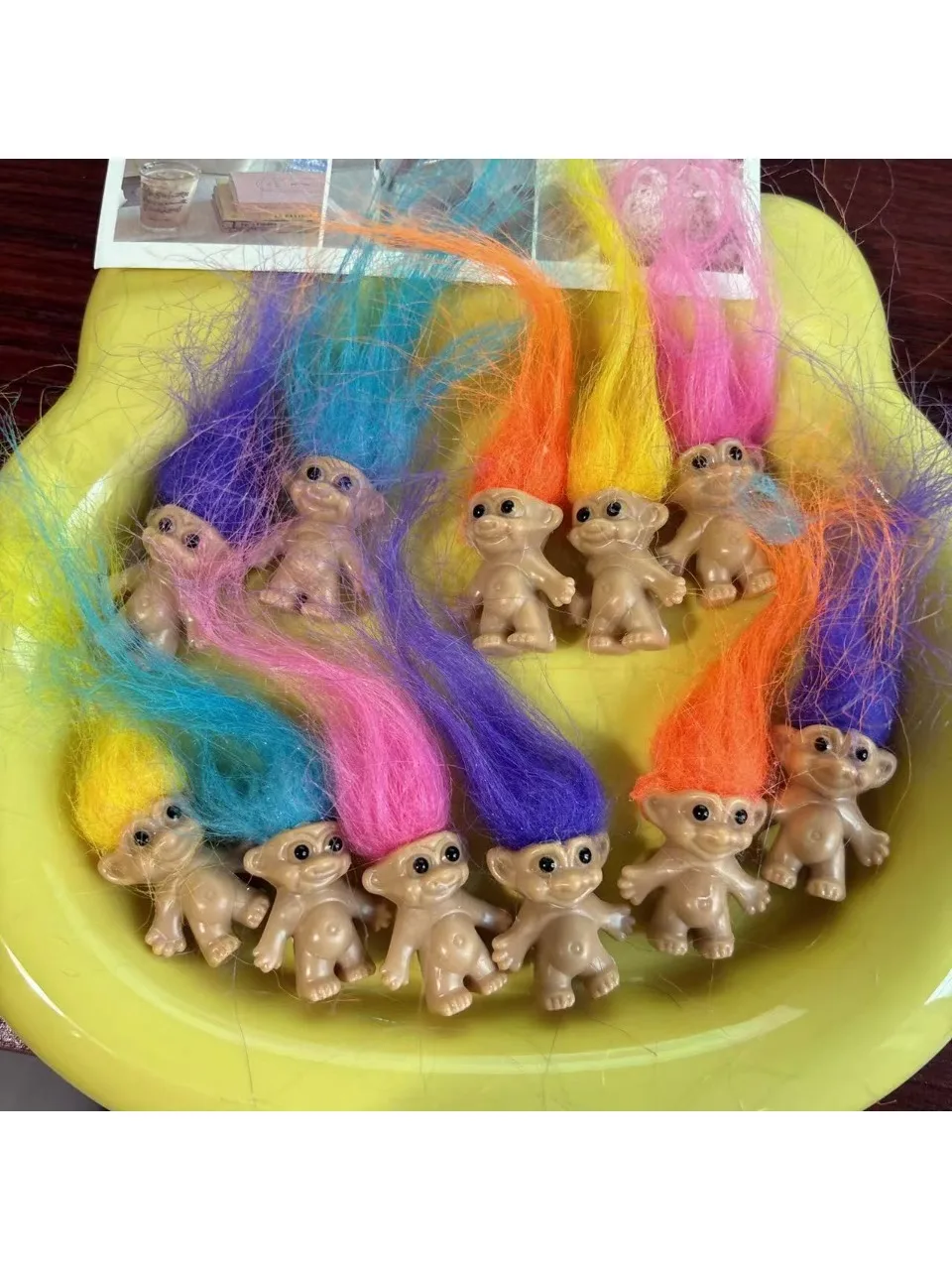Nouveau Mini Troll poupées Anime figurine cheveux colorés membres de la famille modèles Collection enfants jouets pour la décoration de la maison cadeau