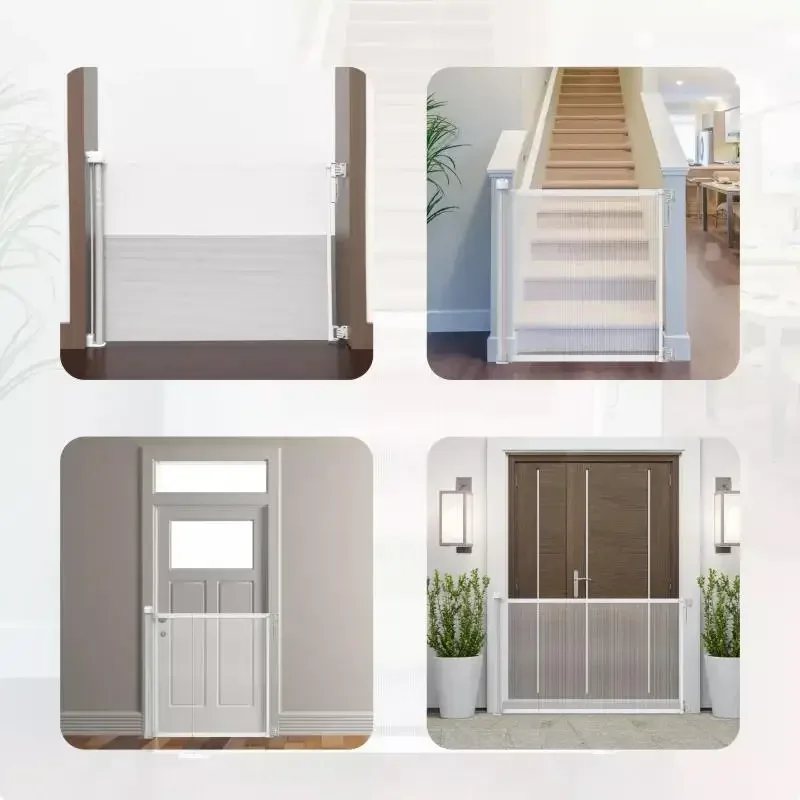 Easy-to-install baby safety barrier Pet separation fence protection Retractable safety door