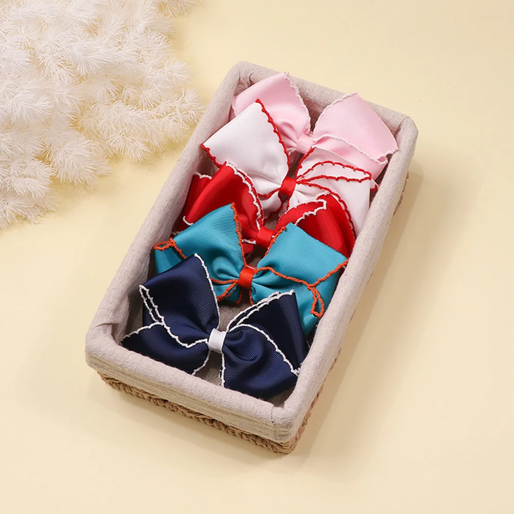 

5pcs Kids Bow Hair Clips with 3D Design for Girls Styling Accessories in Different Colors Little Child Hair Bows