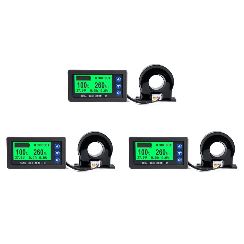 

3X Battery Monitor Hall Coulomb Meter DC 8-100V 100A Lifepo4 Lead-Acid Li-Ion Lithium Capacity Power Display