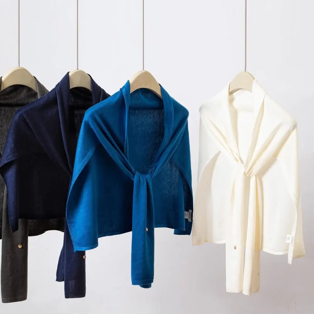 All-match Cape T-Version Shawl Cloak Solid Color Triangle Scarf Thin Korean Style Knitted Neck Wrap Clothes Decoration
