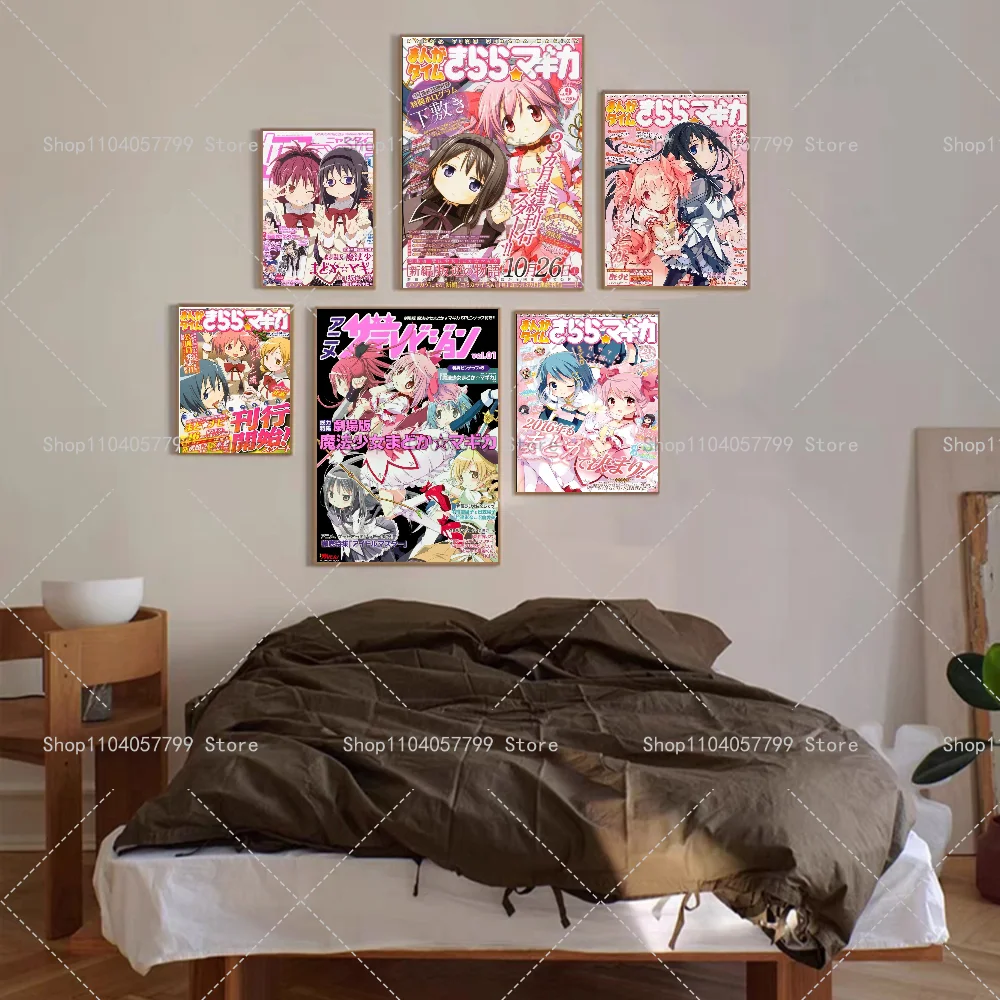 1PC Anime Puella Magi Madoka Magica Poster Self-adhesive Art Waterproof Paper Sticker Coffee House Bar Room Wall Decor