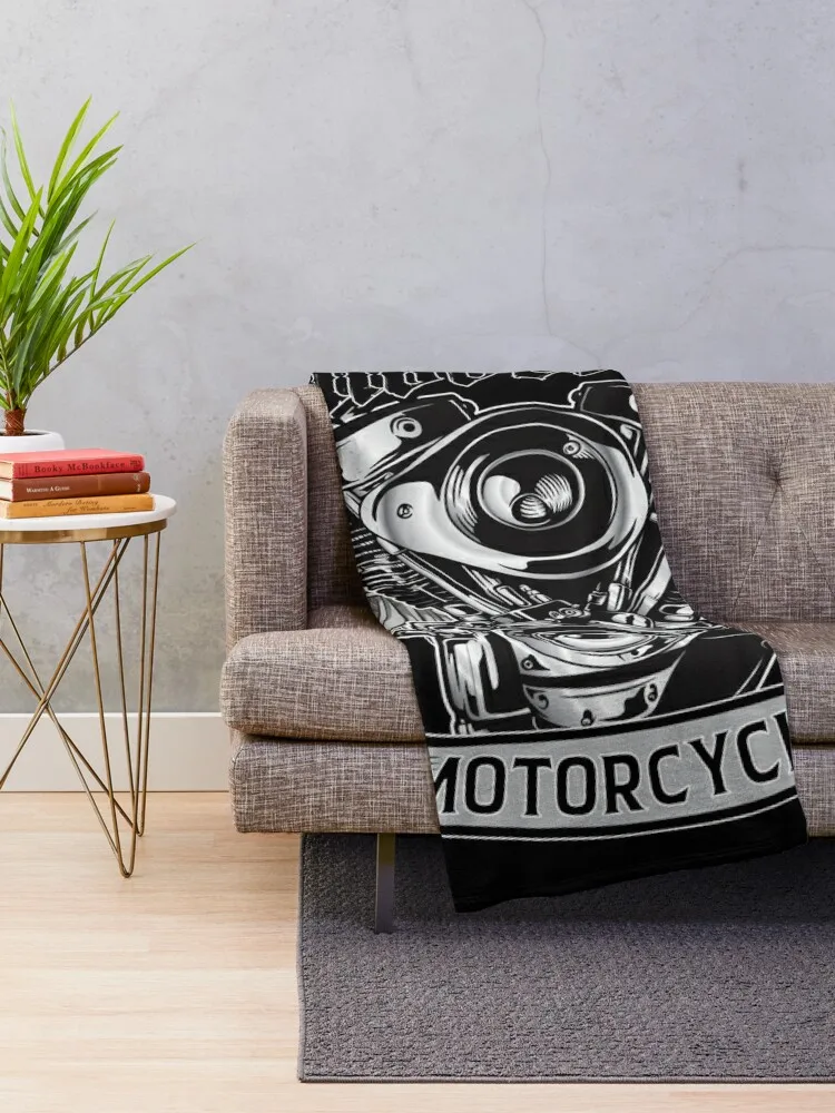 Shovelhead Motorcycle Engine with Wings Throw Blanket Blankets Sofas Of Decoration Soft Big Blankets