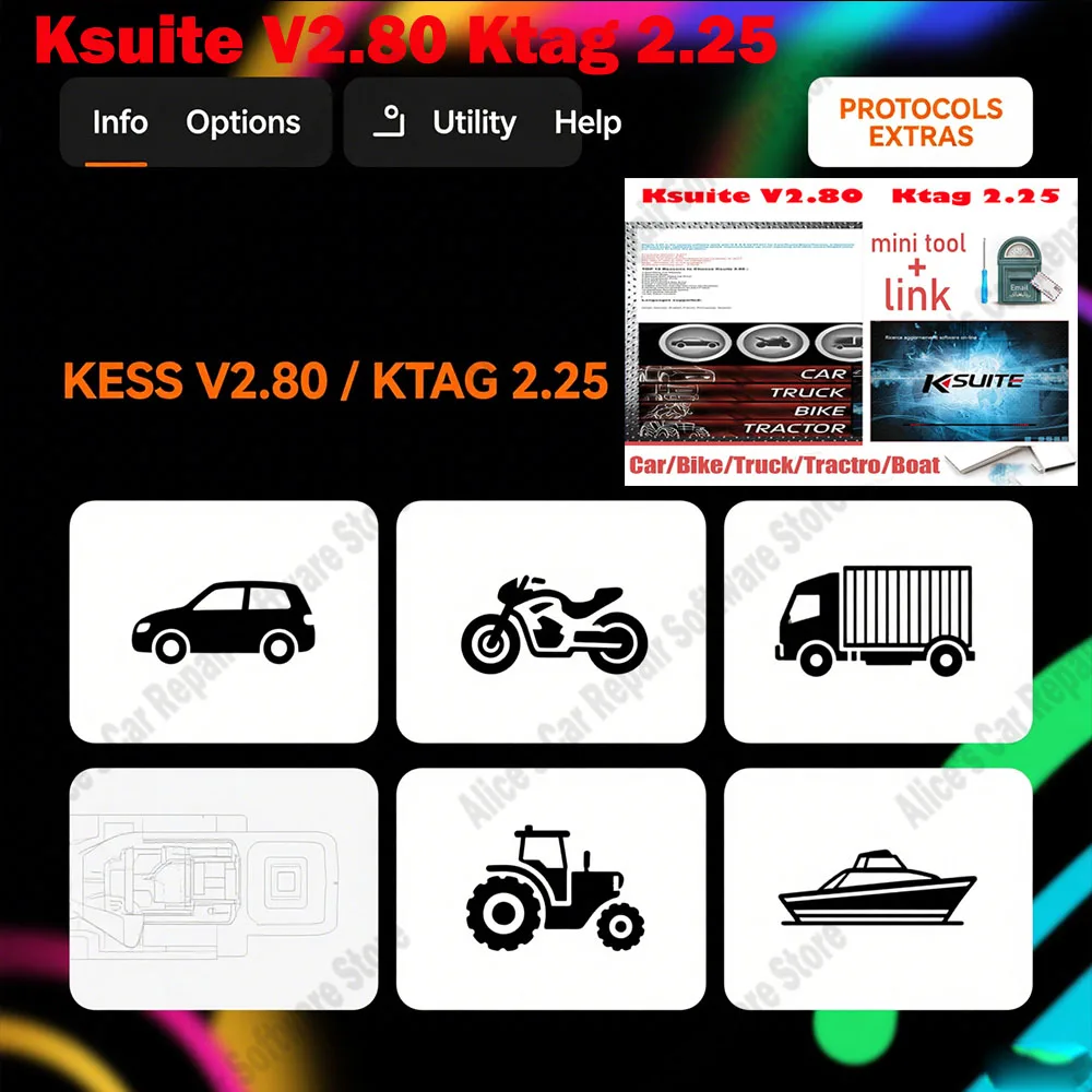 

Newest Ksuite 2.80 obd2 scanner software for Kess V5.017 ECU Master Ktag 2.25 ECU Tool Online Ksuite SW 2.80 2.53 2.47