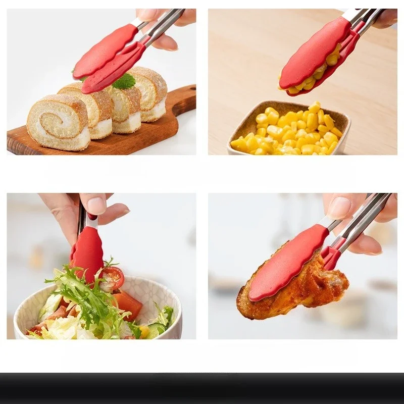 

Цельный высокотемпературный нейлоновый зажим для еды из нержавеющей стали, уличный зажим для барбекю, хлеба, кухонная утварь, аксессуары для барбекю Kamado