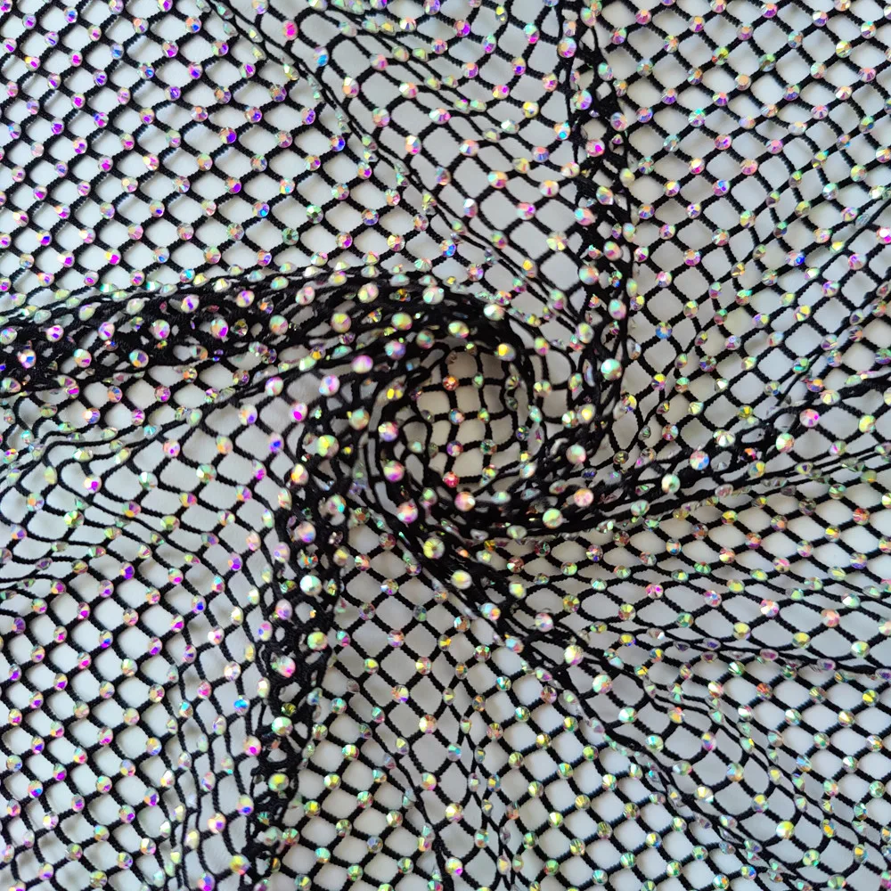 1 Yard Crystal AB Rhinestones Mesh For Clothes Glitter Glass Rhinestone For Fabric Garment SS10 Strass For DIY Net