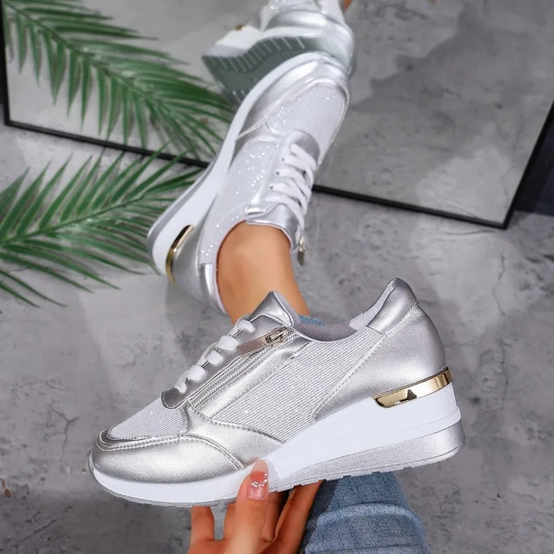 

New Slope Heel Women Shoes Spring Autumn Large Size Slope Heel Casual Shoes Outdoor Women's Vulcanized Shoes Casual Sneakers