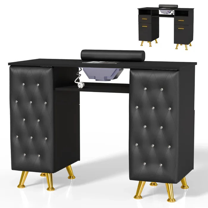 Modern Stylish Nordic Wood Manicure Table Chair Set Hot Sale Double-Layer Salon Nail Table