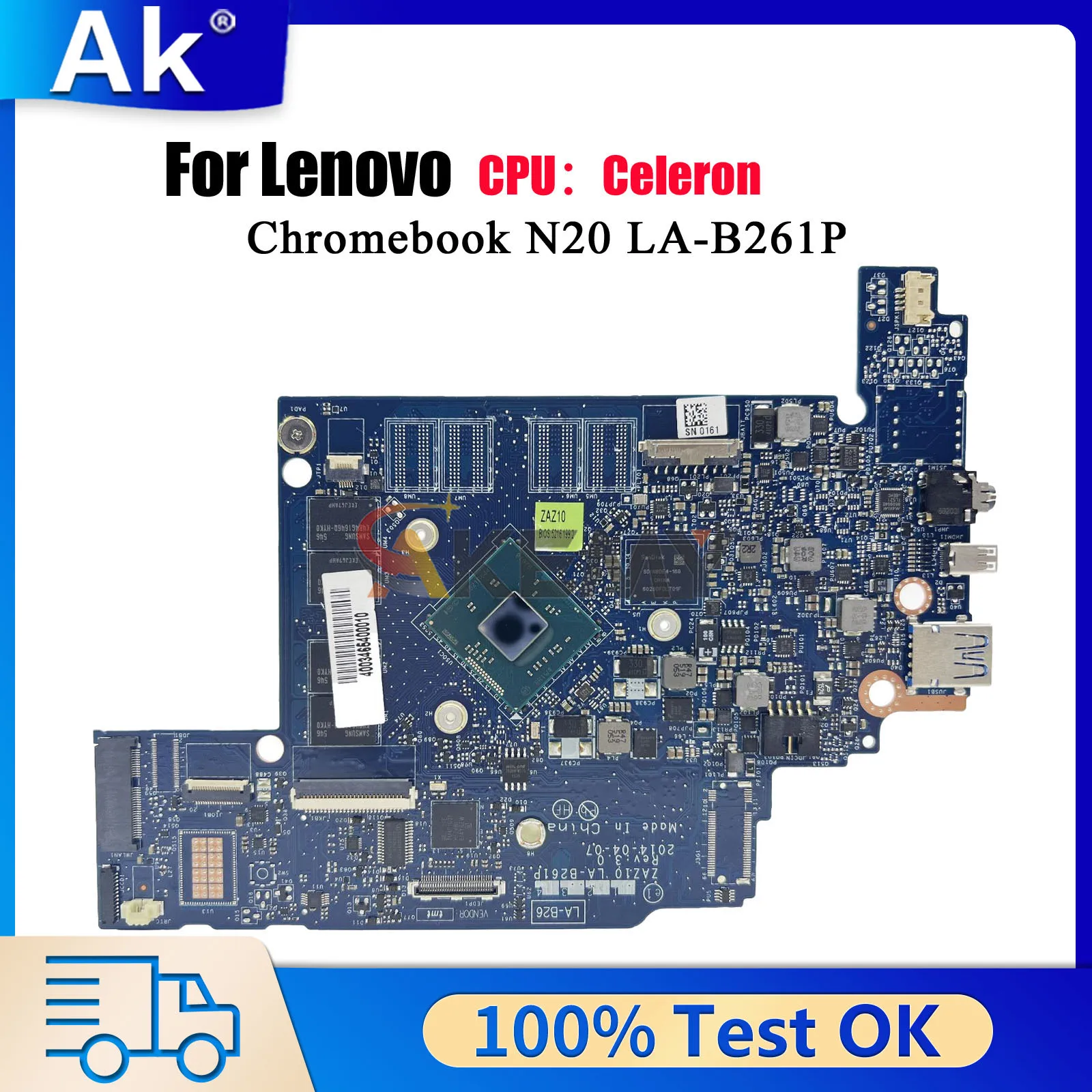 

LA-B261P для Lenovo Chromebook N20 с процессором N2830, 2 ГБ ОЗУ, 32 ГБ, 64 ГБ SSD, материнская плата для ноутбука, 100% протестировано, ОК