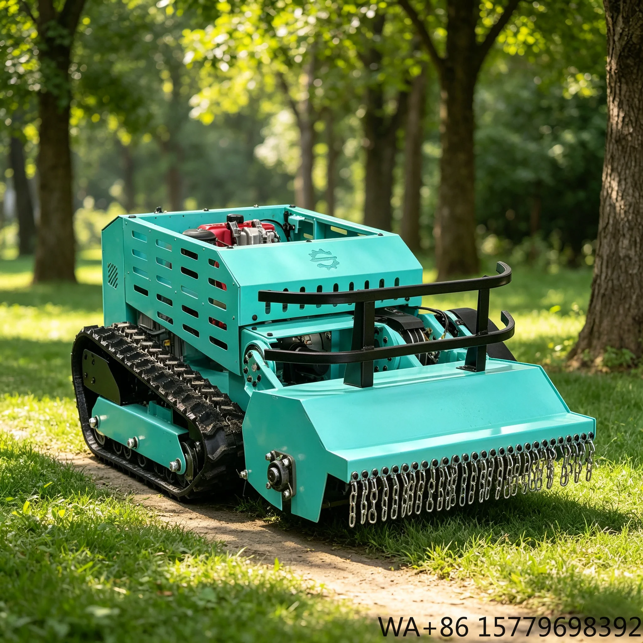 Remote Control Flail Lawn Mower 800mm  Engine RC Tracked Crawler Robot Grass Cutter 4 Stroke CE Orchard Vineyard