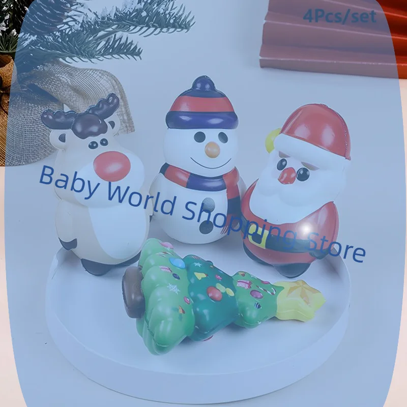 

4Pcs Christmas Tree Santa Claus Elk Snowman Squeezy Toy Cute Cartoon Slow Rebound Soft Toys Stress Relife Toys Xmas Gifts