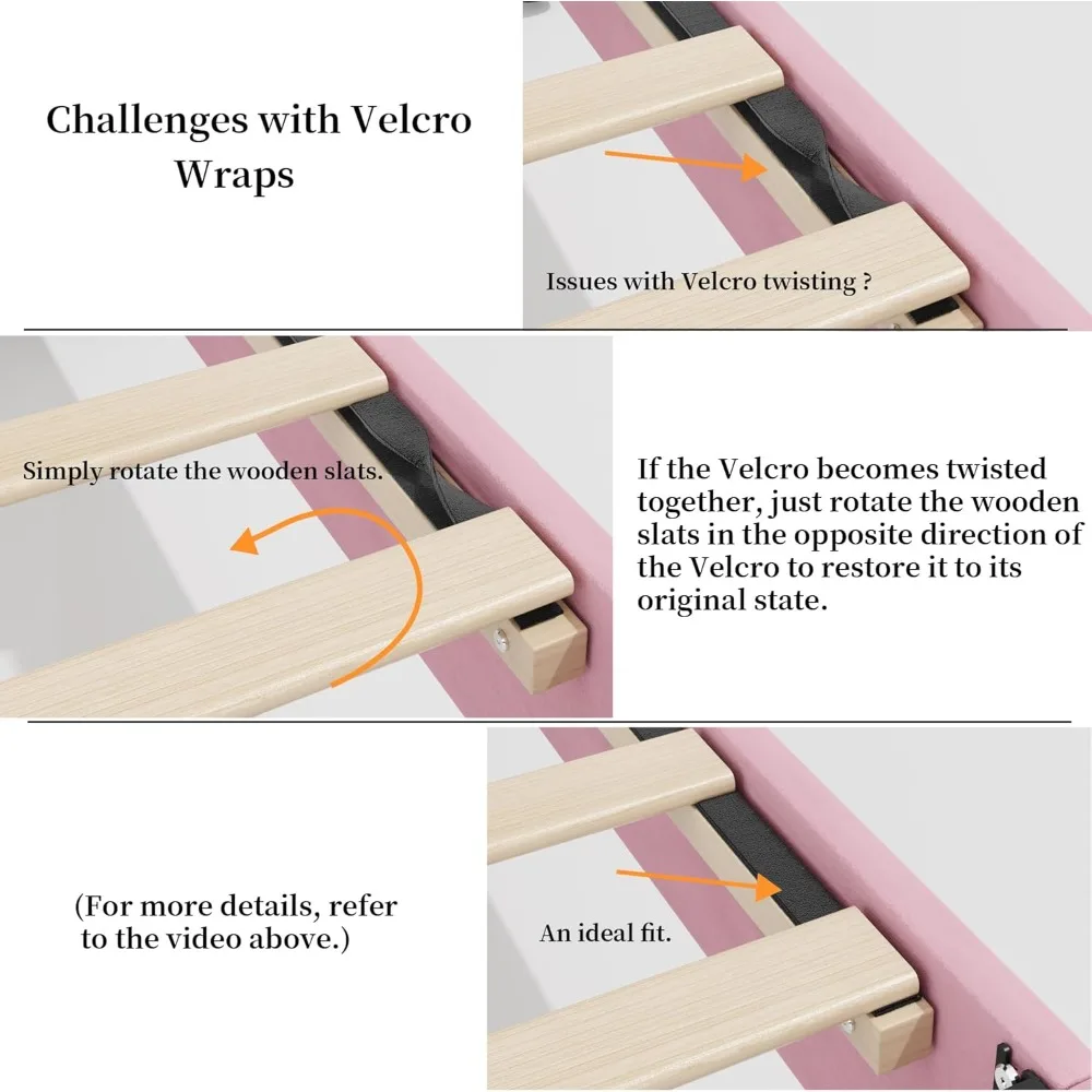 إطار سرير قوي بالحجم الكامل مع لوح رأسي معنقدة عموديًا، لا يتطلب صندوق زنبركي، عملية تجميع بسيطة