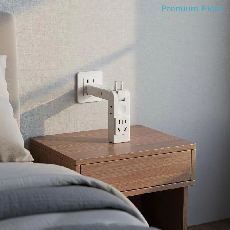 portableUltra Slim Wall Outlet Extender With 2500W 4 Outlets 180°Rotation For Home