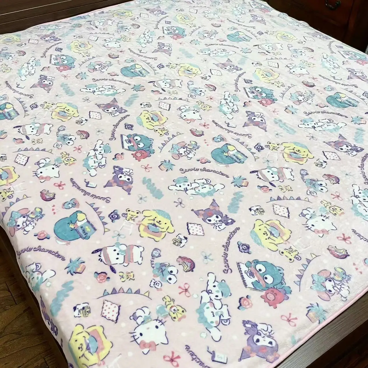 Sanrio Plush Blanket Lovely Hangyodon Kuromi Warm Flannel Blanket Pillowcase Cartoon Printing Bedspread Bedroom Girl Gifts