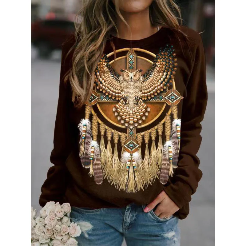 Western Aztec Ethnic Hoodies Bohemian 3D Print Sweatshirts Women Streetwear Long Sleeve Y2k Hoodie Pullovers Tops Woman Clothing