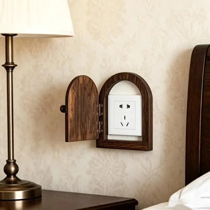 Non Electric Handcrafted Wooden Outlet Cover Handmade Wood Dustproof For Wall Outlet Protection Decoration
