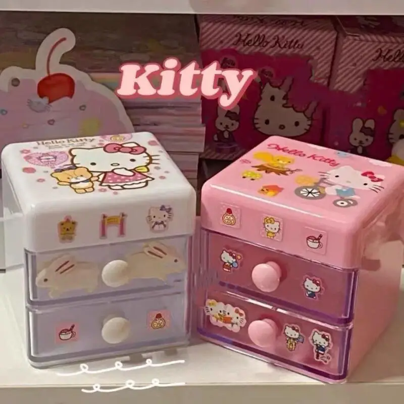 Kawaii Sanrio Hello Kitty Cinnamoroll Storage Box Children's Anime Toys Home Accessories Storage Box Desktop Drawer Storage Box
