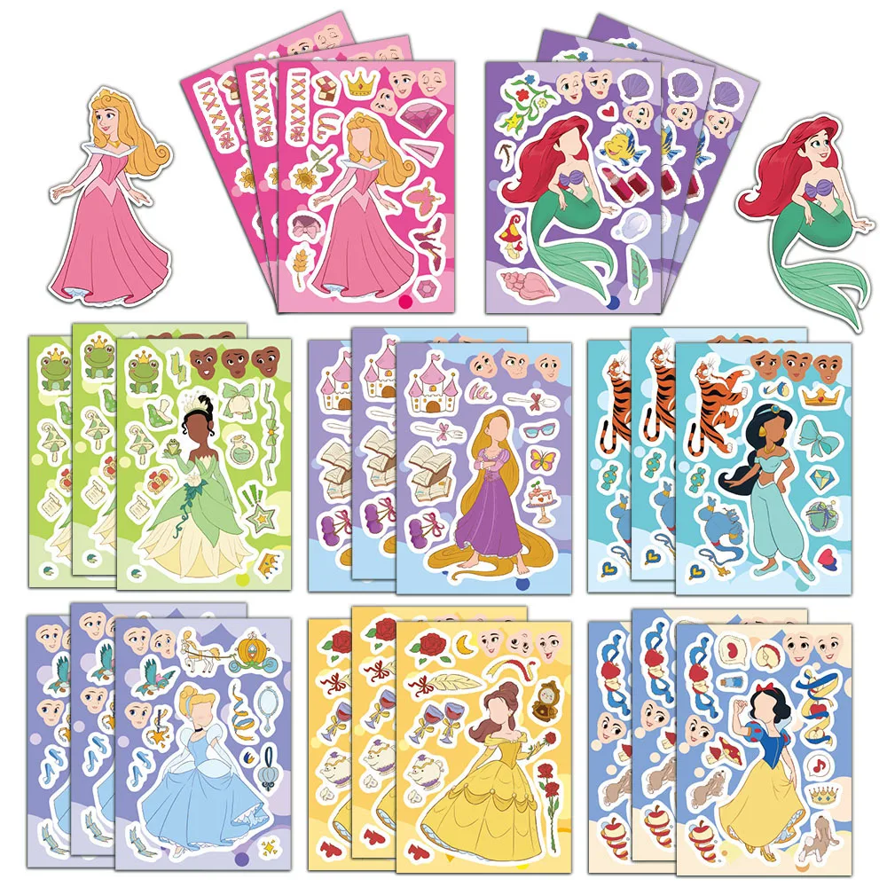 

Disney 8 Cute Princess Dress-Up Character Stickers DIY Notebook Computer Mobile Phone Luggage Cup Decorations