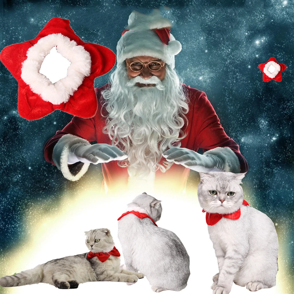 

Star Christmas Pet Neck Collar Soft Polyester Elastic Band Dog Cat Neck Tie Festive Holiday Decoration
