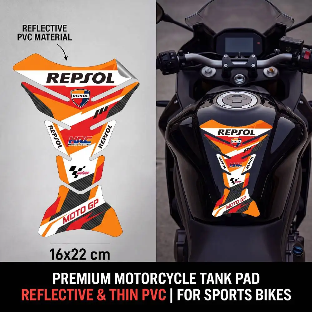 

FOR HONDA RACING Motorcycle PVC Tank Pad Tank Cap Protector Racing Sticker Universal