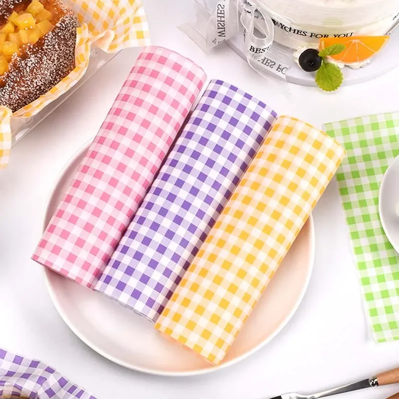 400Pcs/Lot Sandwich Wrapping Paper  4 Colors Greaseproof Paper Liners Disposable Food Packaging Paper For BBQ Picnic Party