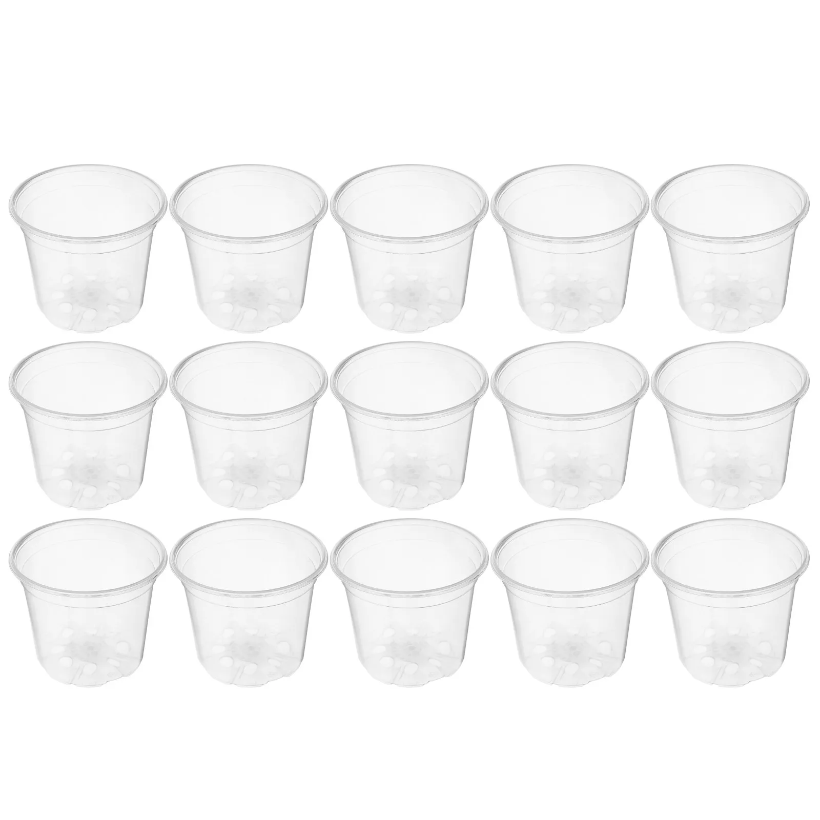 15Pcs Clear Plastic Nursery Pots Plant Starter Drainage Holes Transparent Seedling Grow Pots Indoor Outdoor Garden
