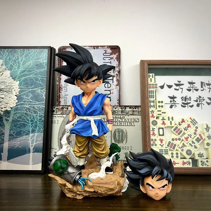 

Gt Goku Double Headed Carving Dragon Ball Anime Trendy Play Gift Handmade Desktop Ornament