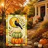Crow Pumpkin Garden Flag Rustic Harvest Autumn Garden Flag Stained Glass Style Vertical Double Sided Rustic Farmland Burlap  llz