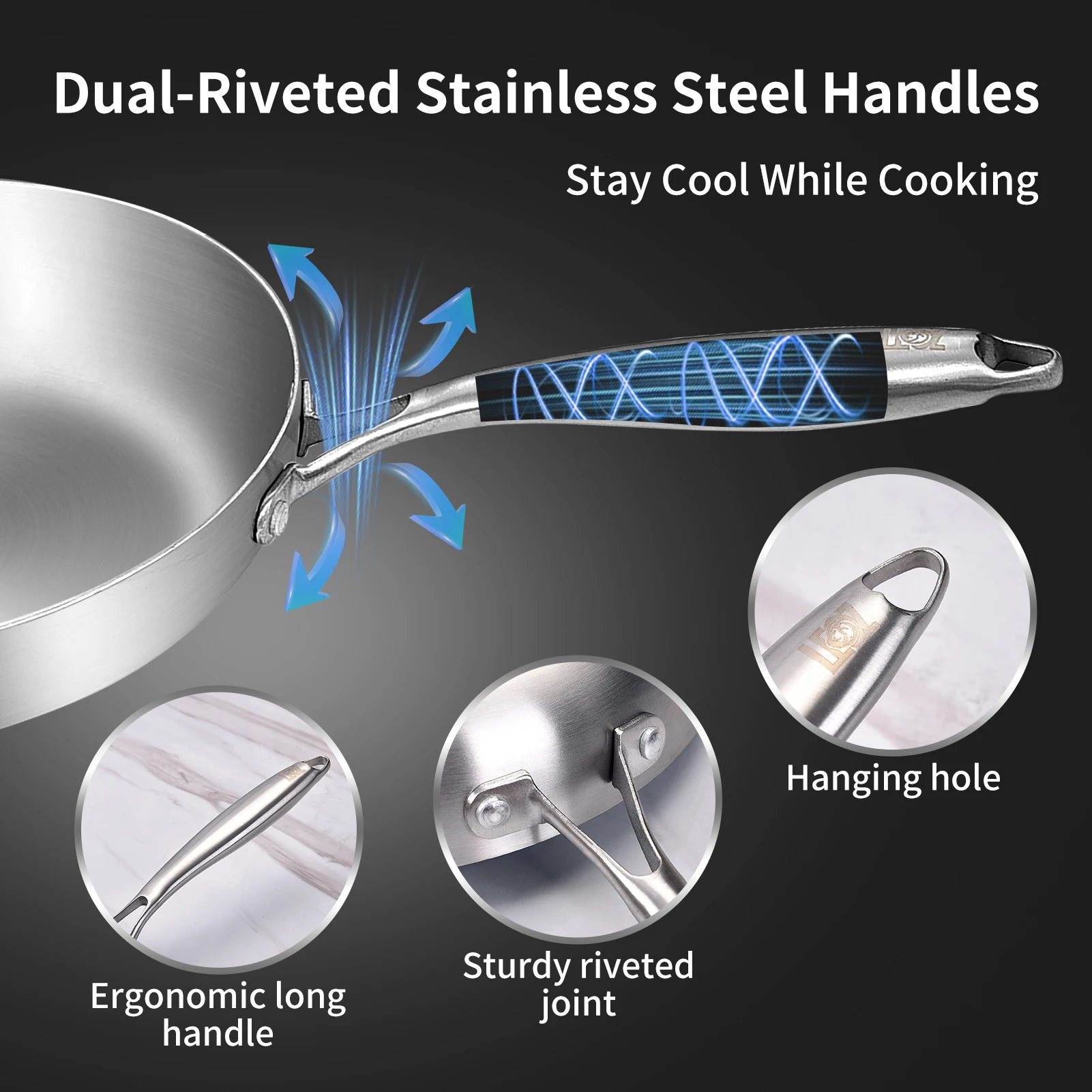 مقلاة من الفولاذ المقاوم للصدأ، متوافقة مع الموقد، مناسبة لقلي شريحة لحم، وقلي البيض