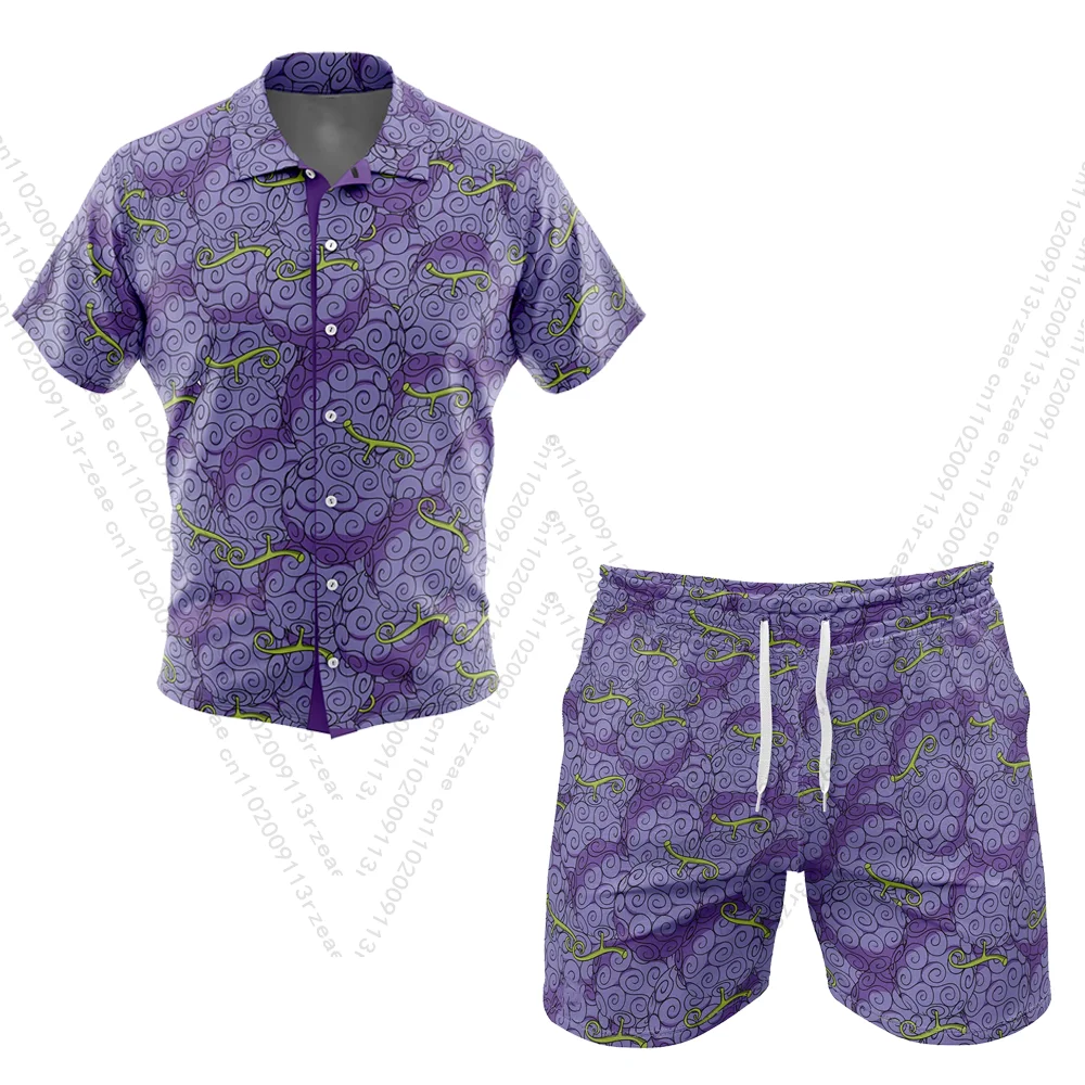 Gomu Gomu No Mi Devil Fruit-Conjunto de camisa hawaiana de Anime de una pieza, Cosplay para hombre, estampado Y2k, sudaderas informales de playa con dibujos animados para niños