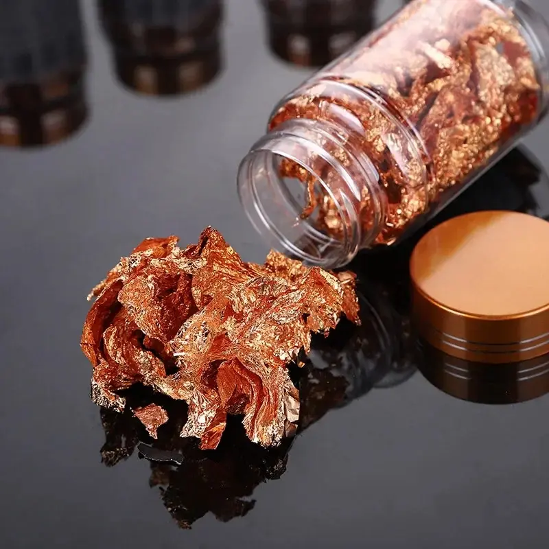 2g/1g Metallic Foil Flakes Gold Foil Flakes for Resin Nails Painting Candle Crafts and Resin Jewelry Making,Gold,Silver,Copper view 6