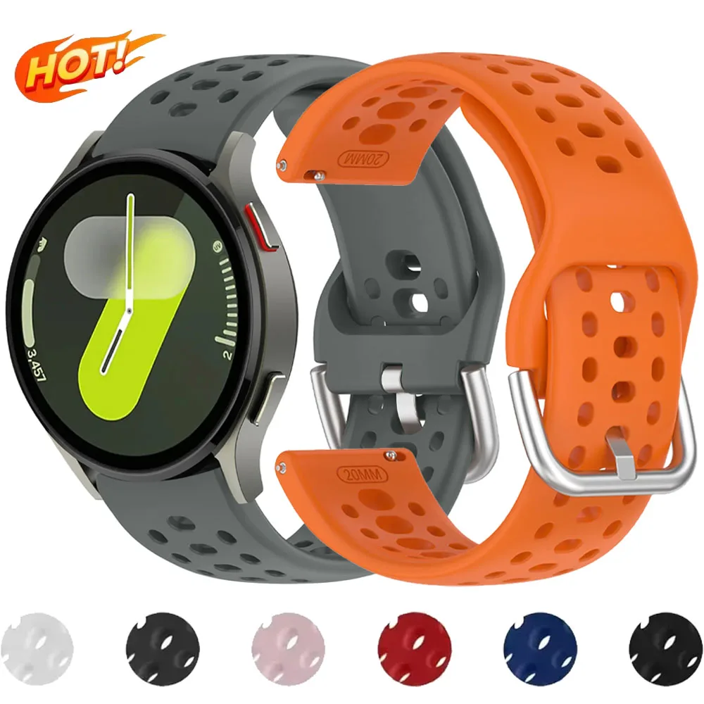Samsung Galaxy Watch 7 44mm 40mm用20mmシリコンストラップ、ギャップなしブレスレット、Galaxy 7 6 5 4 Classic/5 Pro 45mm 47mm 43mmバンド対応