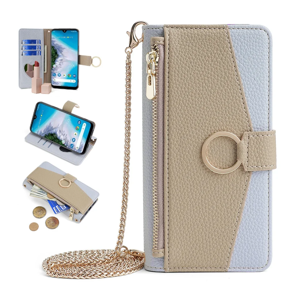 Mirror Zipper Wallet Case for Samsung Galaxy Wide8 7 6 Quantum6 5