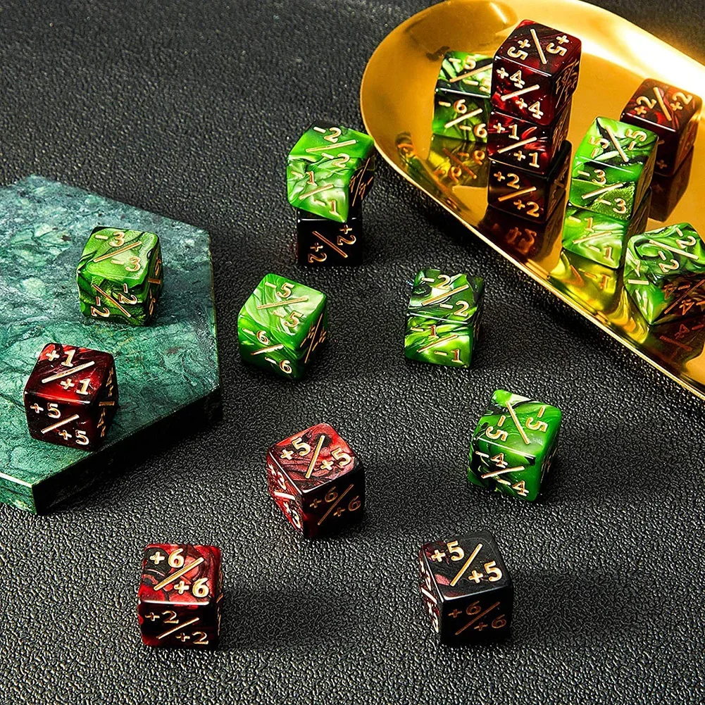 

10x Dice Counters 5 Positive +1/+1 & 5 Negative -1/-1 Dice For Magic The Gathering Table Game Funny Dices Arithmetic Toys