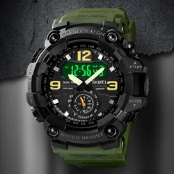 Skmei 1637 Dual Movement 3 Time Sport Wristwatch Mens Waterproof Electronic Watches Montre Homme Shockproof  Digital Men Watch