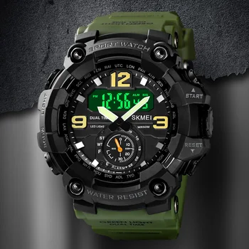 Skmei 1637 dual movement 3 time sports wristwatch men&#x27;s waterproof electronic watches Montre Homme shockproof digital men watch