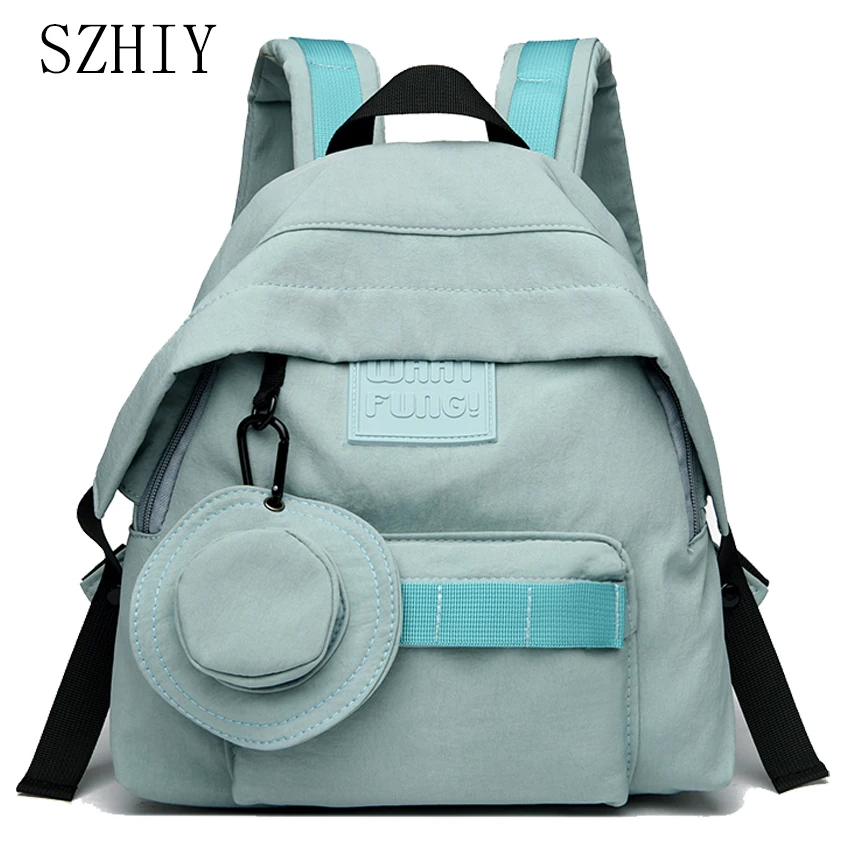 

Soft Backpack Women Fashionable Commuting Bag Small Hat Pendant Cloth Pocket Travel Medium Lightweight Backpack Mochila Casual