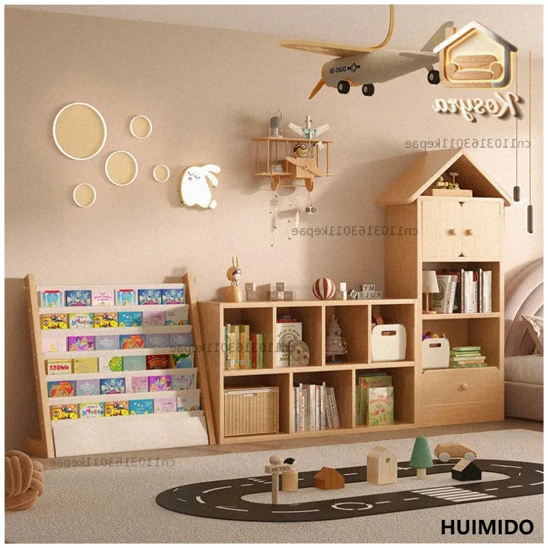 Solid wood bookshelf shelf floor-to-ceiling integrated wall corner locker simple home student free combination bookcase