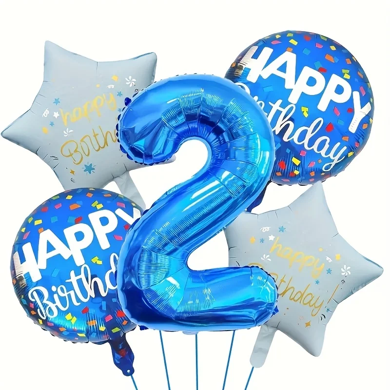 32-дюймовый синий цифровой набор воздушных шаров из алюминиевой пленки, светло-голубые воздушные шары со звездами, подарки для украшения дня рождения для детей 1-9 лет