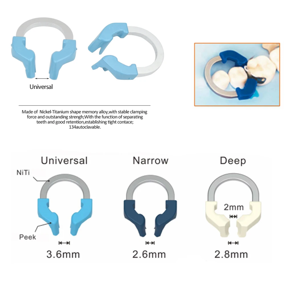 

NiTi Clamp Dental Sectional Matrix Band Set for Molar Restoration Narrow Metal Matrix System Durable Dentist Tools