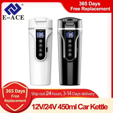 자동차 난방 컵 스마트 터치 LCD 디스플레이 스테인레스 스틸 전기 주전자 휴대용 12v/24v 보온병 병