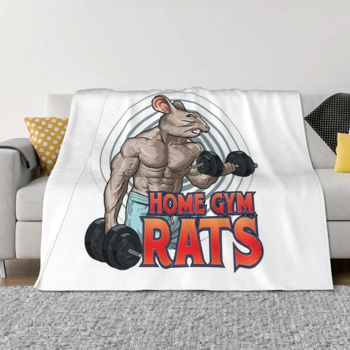 

Jacked Home Gym Rat Throw Blanket Decorative Beds Cute Plaid Beach Blankets