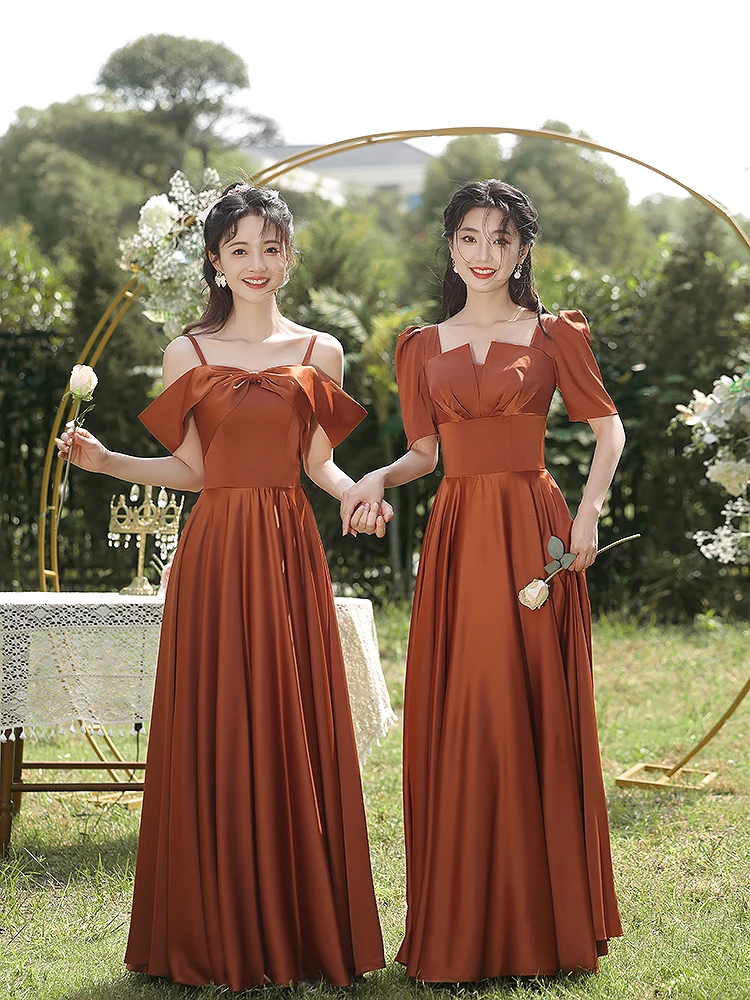Korean Satin Dress for Women: The Ultimate Guide to Finding the Perfect  Caramel Auburn Terracotta Gown