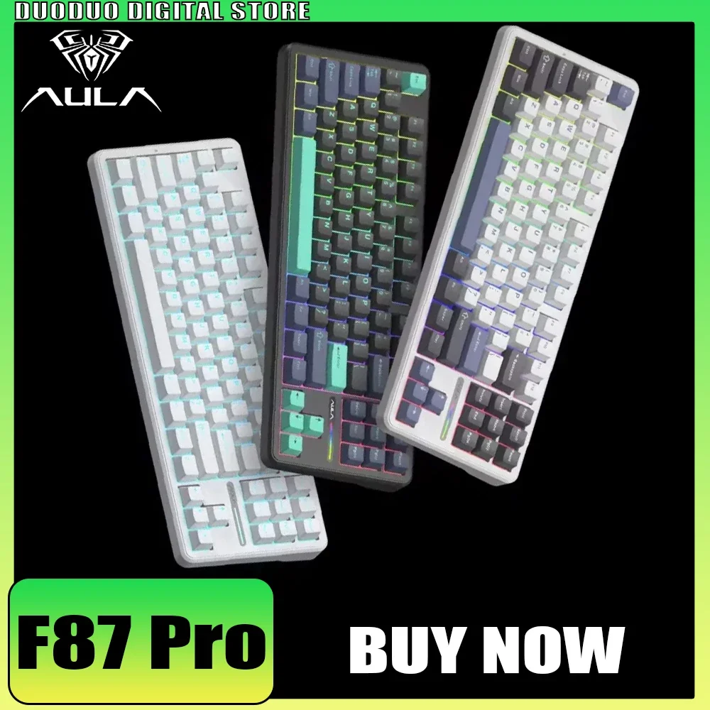 

Aula F87 Pro Mechanical Keyboard Tri Mode Bluetooth Gasket RGB Customized Wireless Keyboard Accessory For Computer Gamer Office