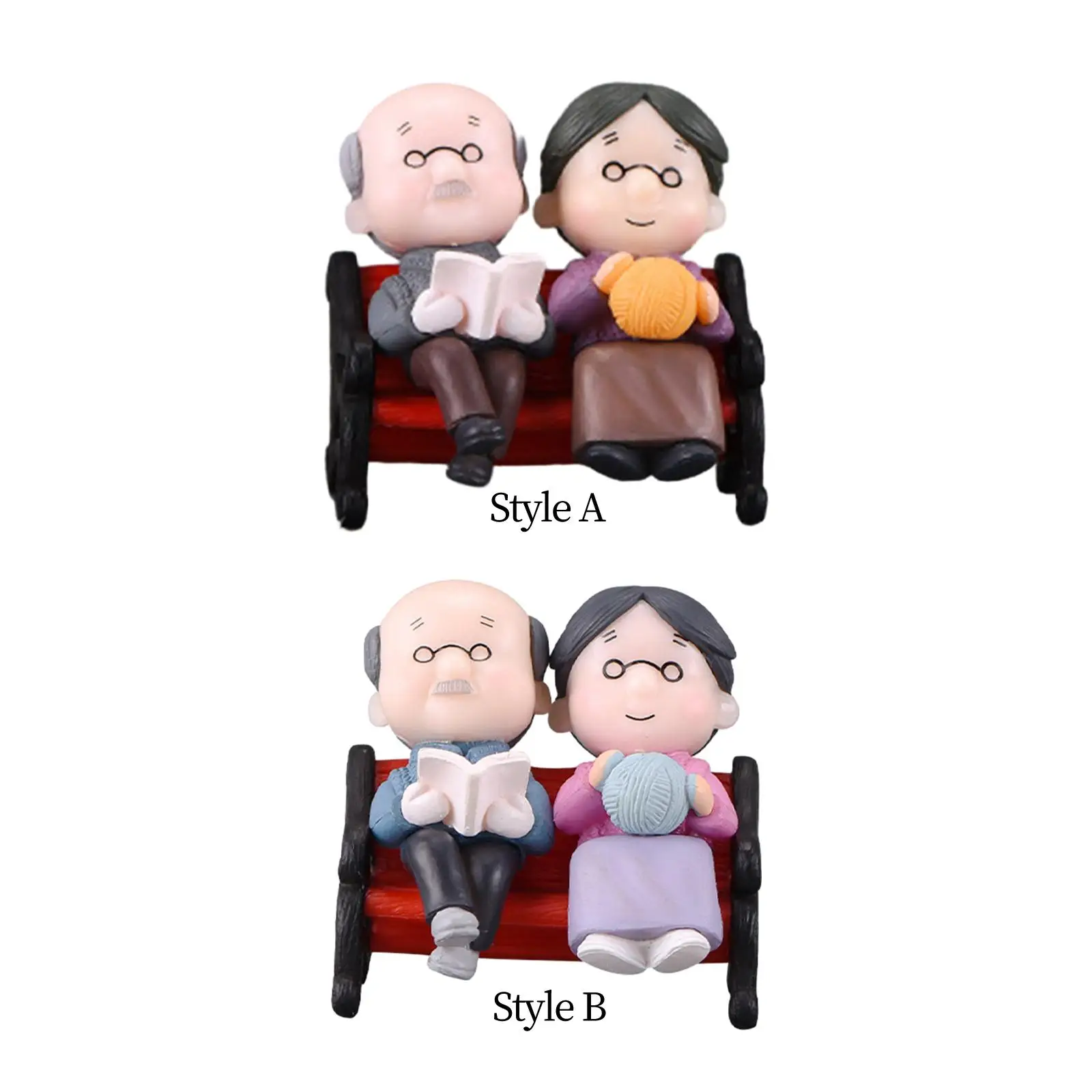 Elderly couple figurines decoration Valentine's Day gift for table desk