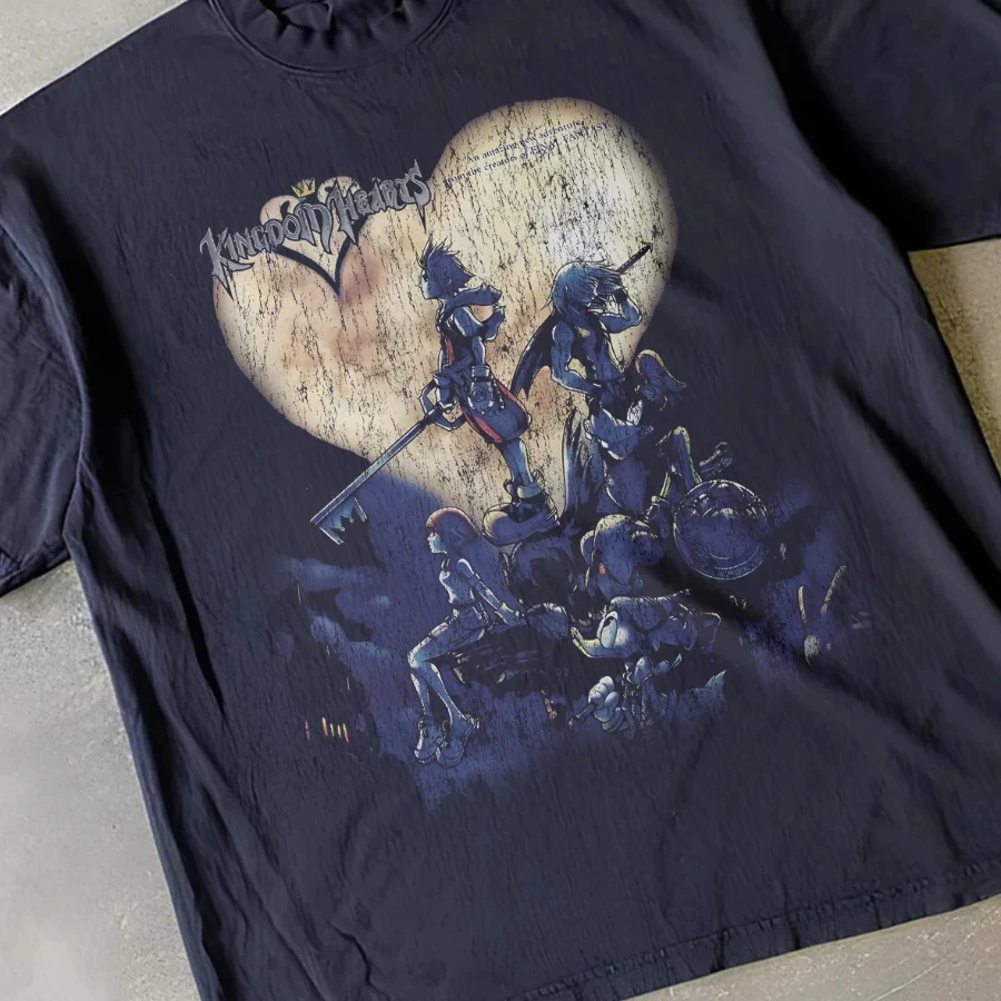 Kingdom Hearts Black Tee New Spring/Summer Arrivals Streetwear Men Women Hot Selling American Round 2026 New Year Neck T-shirt