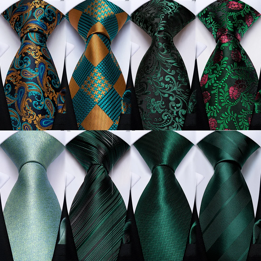 Corbata de regalo para hombre, Paisley verde azulado, diseño novedoso, corbata de boda de seda para hombre, conjunto de corbata con gemelos prácticos, moda de negocios para fiesta DiBanGu