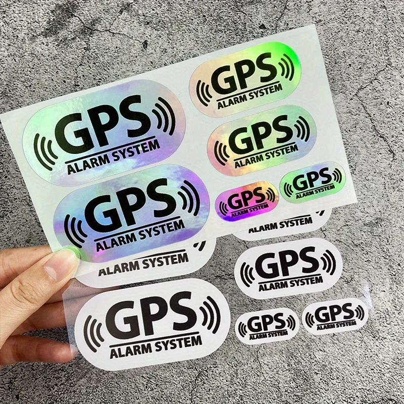 Holographic GPS Alarm System Warning Stickers Waterproof UV Resistant Anti-Theft Decals for Car Motorcycle Bike Helmet Window